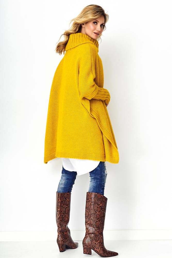 MAKADAMIA SWETER PONCHO BEŻOWY MELANŻ S91