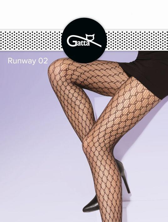 GATTA RUNWAY - RAJSTOPY DAMSKIE WZORZYSTE TYPU FISHNET 000.55V