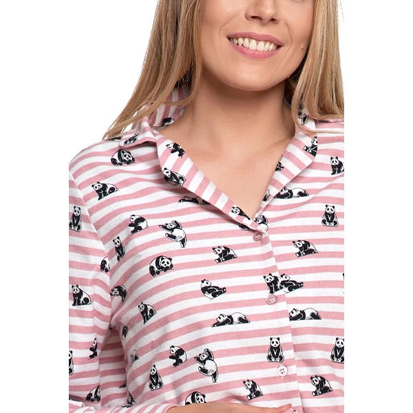 MORAJ PIŻAMA DAMSKA FLANELOWA W PASKI Z MOTYWEM PAND PDD6300-002 AW/25