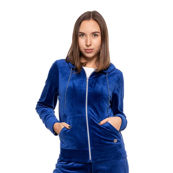 MORAJ WELUROWA BLUZA DAMSKA ROZPINANA Z KAPTUREM OBD3500-002