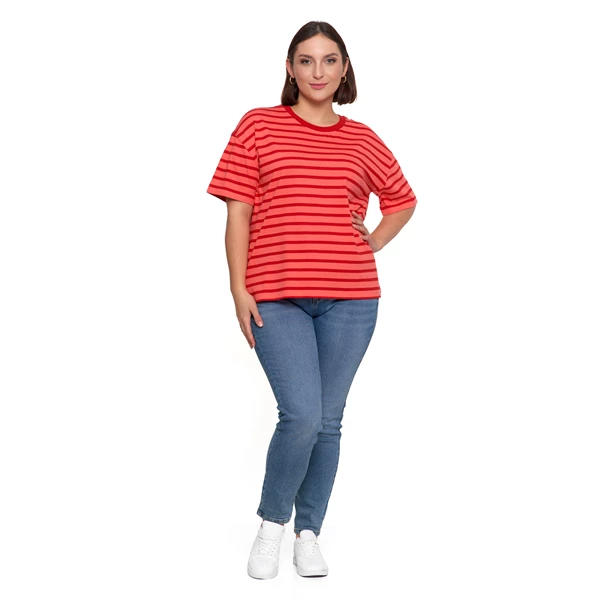 MORAJ T-SHIRT DAMSKI W PASKI O LUŹNYM KROJU BD1900-035