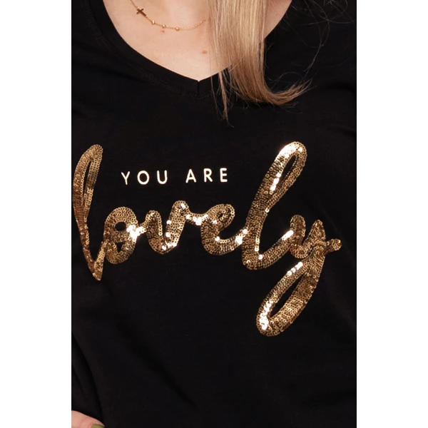 MORAJ T-SHIRT DAMSKI Z CEKINAMI BD2600-005