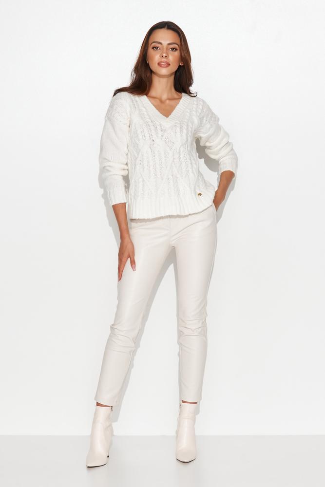 NUMINOU SWETER DAMSKI W SEREK Z WARKOCZAMI BABY PINK NU_S88