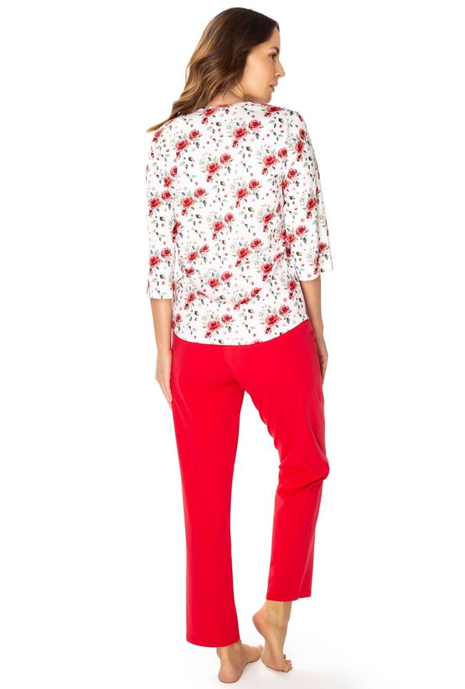 MEWA PIŻAMA DAMSKA MALINA RĘKAW 3/4