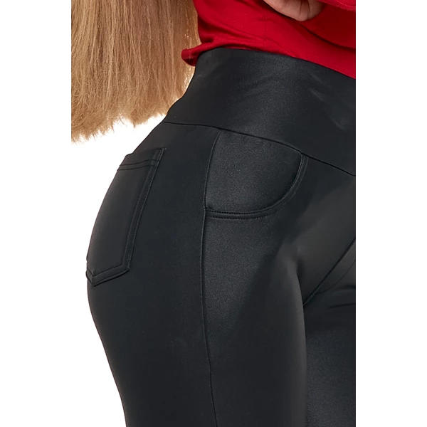 MORAJ DAMSKIE LEGGINSY Z WYSOKIM STANEM W STYLU SKÓRZANYM RDL2500-004