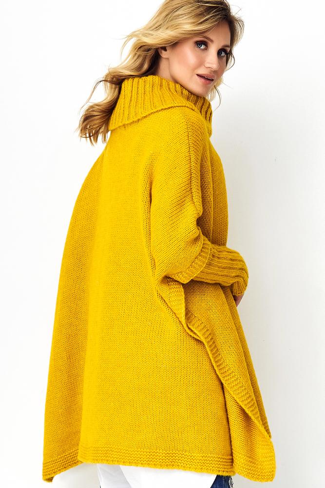 MAKADAMIA SWETER PONCHO BEŻOWY MELANŻ S91