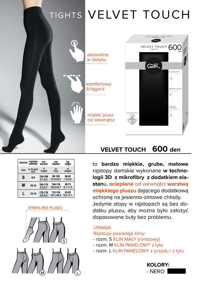 GATTA VELVET TOUCH 600 DEN - RAJSTOPY DAMSKIE