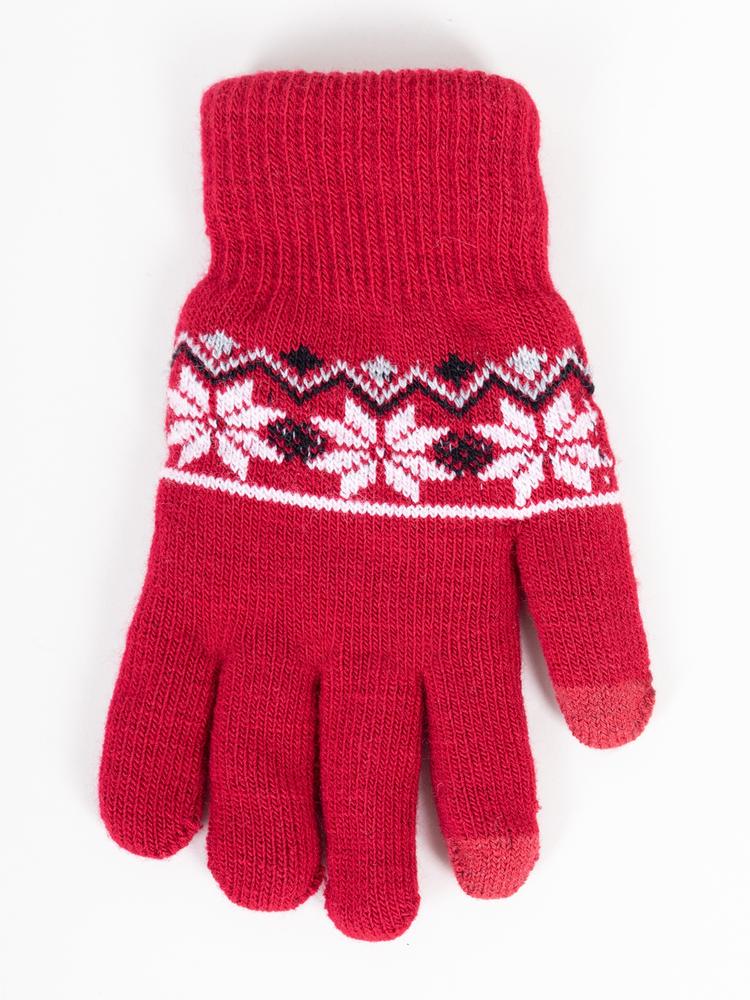 YO RĘKAWICZKI DZIEWCZĘCE 5-PALCOWE OCIEPLONE DOTYKOWE RED-0019G