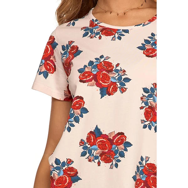MORAJ PIŻAMA DAMSKA Z KRÓTKIM RĘKAWEM PLUS SIZE I NADRUKIEM PDD3800-011 S/S 2025