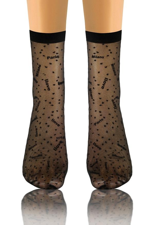 SESTO-SENSO SKARPETKI SK SOCKS PRZEZROCZYSTE Z WZORKIEM