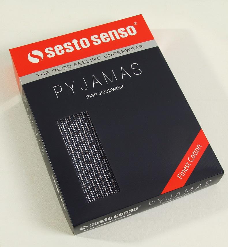SESTO-SENSO MĘSKA PIŻAMA ROZPINANA DŁUGA BAWEŁNIANA 2636