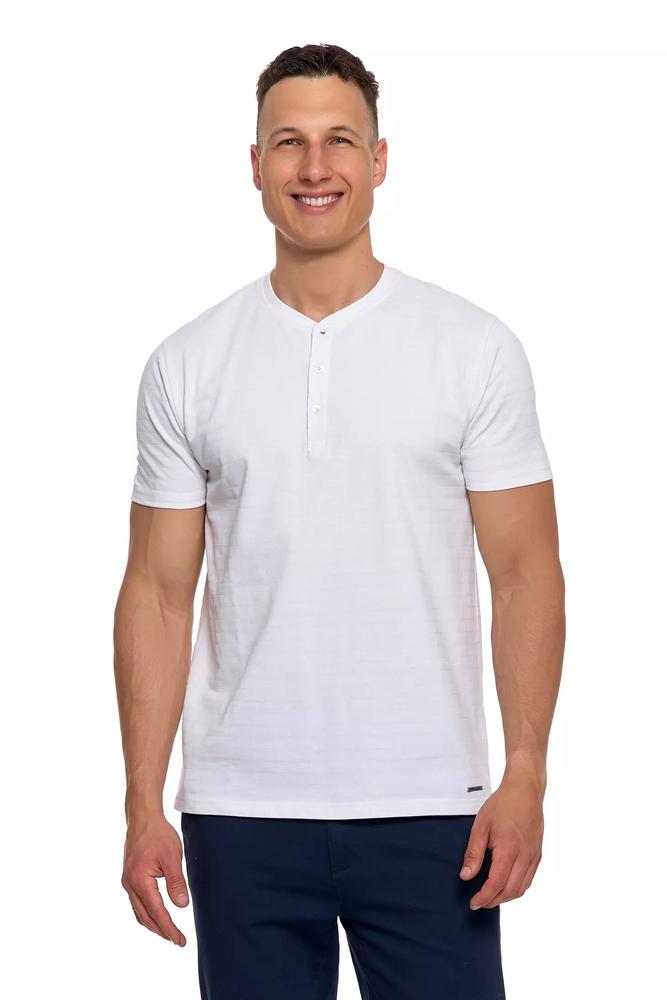 MORAJ T-SHIRT MĘSKI Z PRĄŻKOWANĄ STRUKTURĄ OTS2700-001