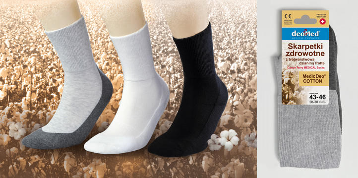 JJW SKARPETKI MEDIC DEO COTTON Z TRÓJWARSTWOWĄ DZIANINĄ FROTTE - ostatnie sztuki