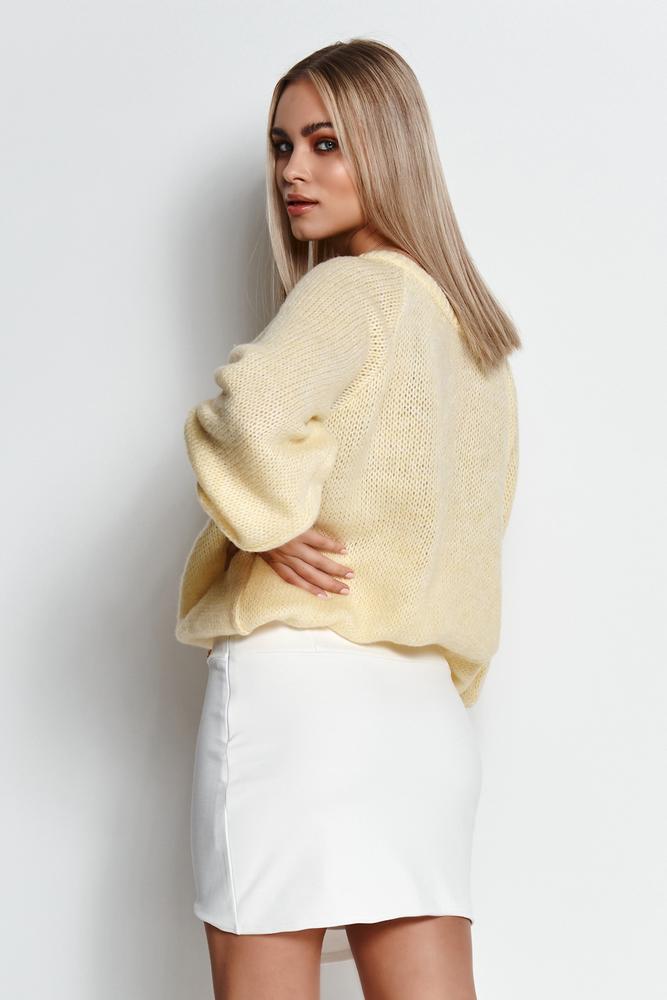 MAKADAMIA SWETER DAMSKI WKŁADANY PRZEZ GŁOWĘ ZE ŚCIĄGACZEM BABY PINK S114
