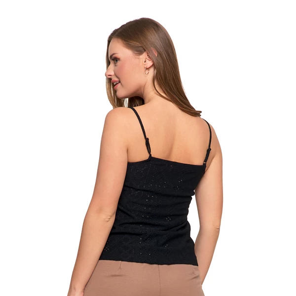 MORAJ TOP DAMSKI AŻUROWY NA RAMIĄCZKACH Z GUZICZKAMI BD1600-005