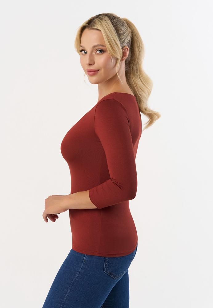 BABELL BLUZKA MANATI, RĘKAW 3/4 - KOLOR DENIM, MARSALA, BORDO