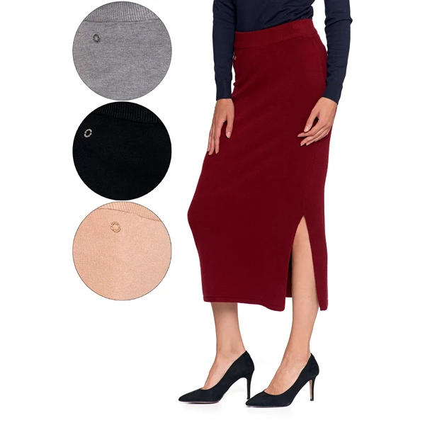 MORAJ DAMSKA SPÓDNICA SWETERKOWA MIDI Z ROZCIĘCIEM SD3000-002