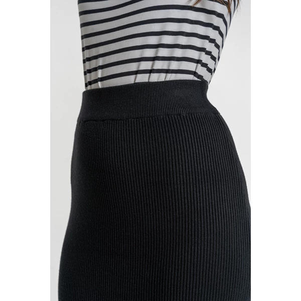 MORAJ SPÓDNICA DAMSKA MIDI W PRĄŻEK OŁÓWKOWA SD3500-003