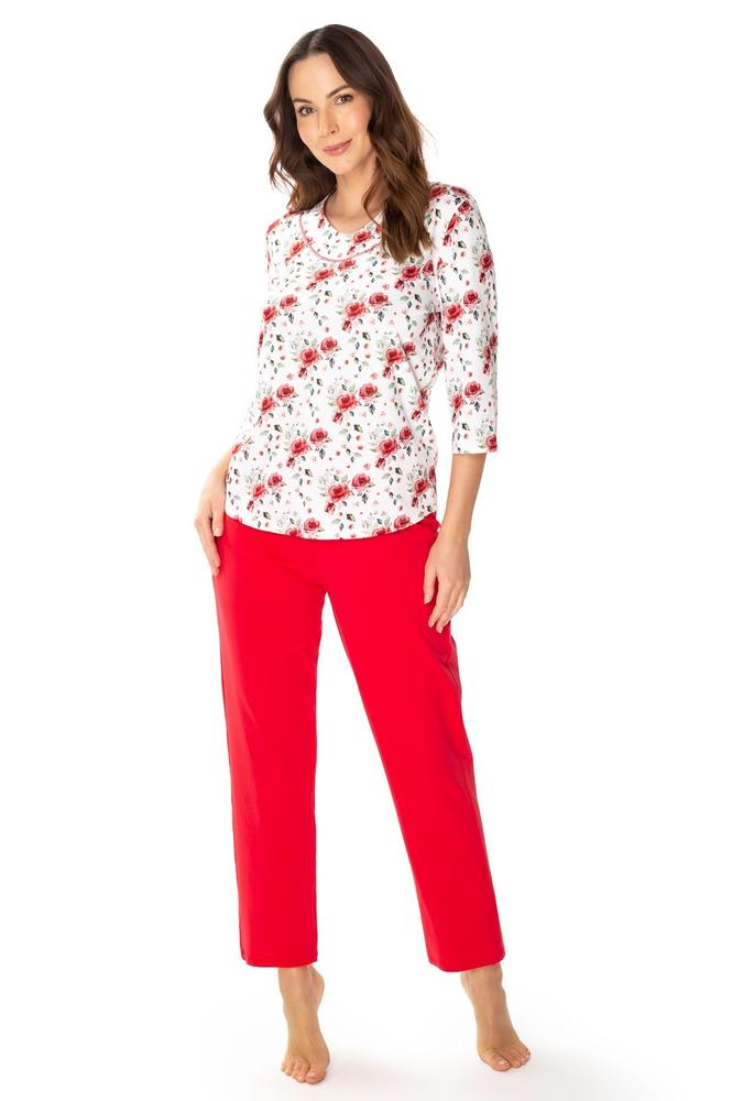 MEWA PIŻAMA DAMSKA MALINA RĘKAW 3/4