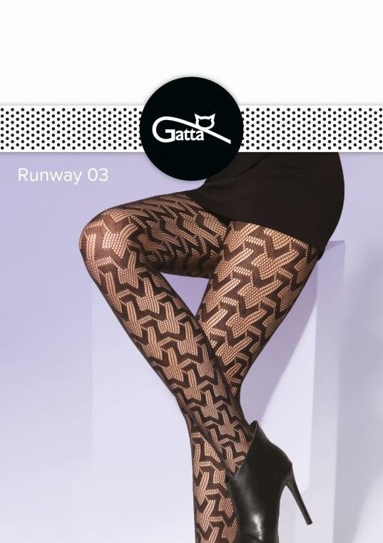 GATTA RUNWAY - RAJSTOPY DAMSKIE WZORZYSTE TYPU FISHNET 000.55V