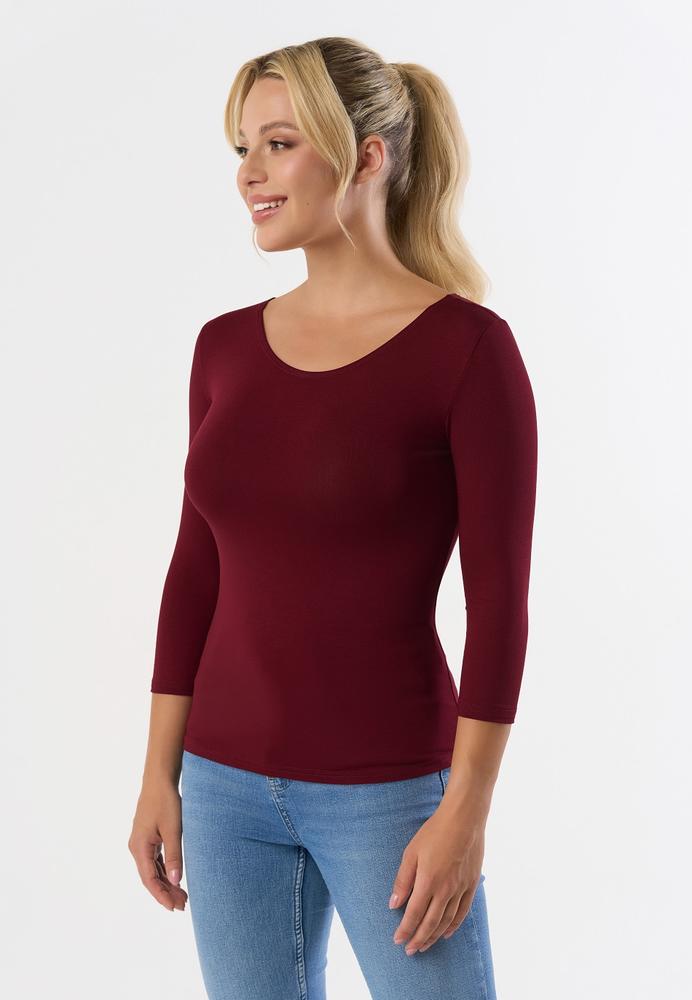 BABELL BLUZKA MANATI, RĘKAW 3/4 - KOLOR DENIM, MARSALA, BORDO