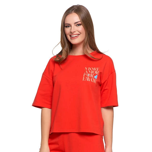 MORAJ T-SHIRT DAMSKI O LUŹNYM KROJU Z NAPISAMI BD2400-013