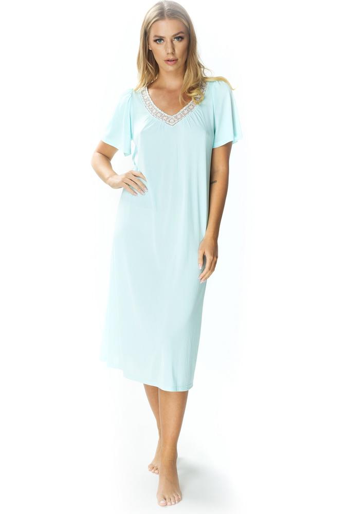 MEWA KOSZULA NOCNA DAMSKA LILIA Z HAFTOWANĄ APLIKACJĄ