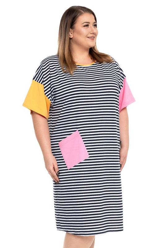MORAJ KOSZULA DAMSKA NOCNA W PASKI PLUS SIZE PDK4200-001 - SS/2024
