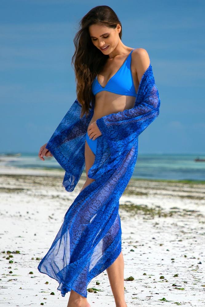 PRIMO PAREO PLAŻOWE PENIUAR Z SZEROKIMI RĘKAWAMI I WIĄZANIEM W PASIE 285