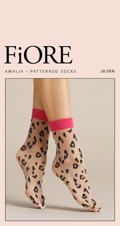FIORE G1075 AMALIA - SKARPETKI 20 DEN AMARANT BLACK ROSE SOCKS