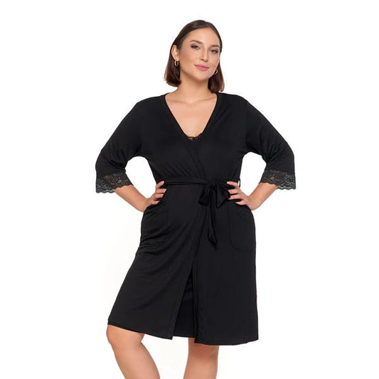 MORAJ SZLAFROK DAMSKI Z KORONKĄ PLUS SIZE PDSZ4100-004 S/S 2025