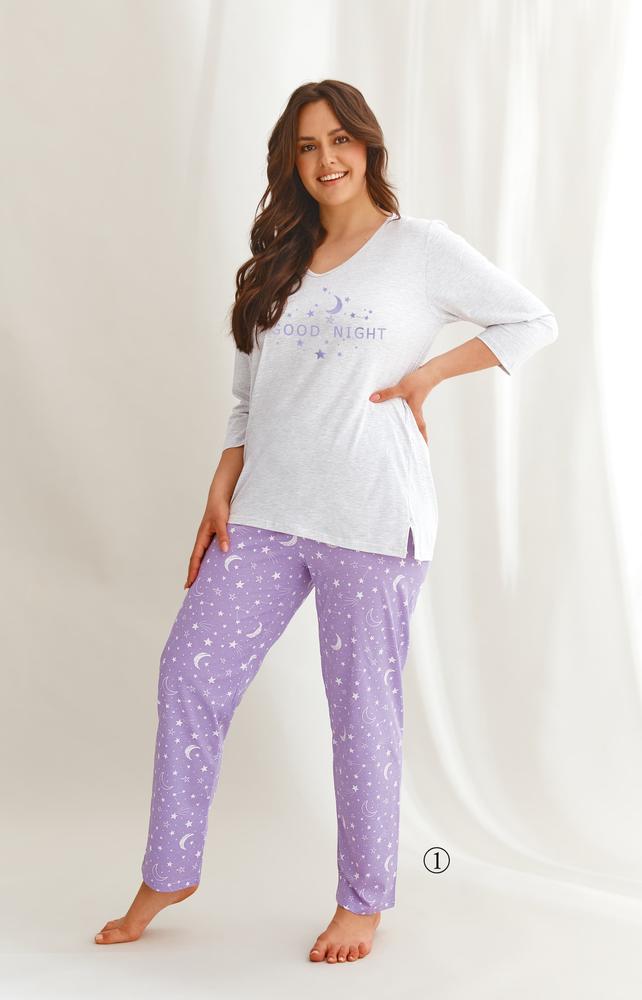 TARO 2602 PIŻAMA DAMSKA DŁUGA ISABEL 2XL-3XL AW2021