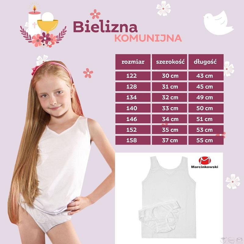 MARCINKOWSKI KOMPLET BIELIZNY KOMUNIJNEJ DZIEWCZĘCEJ RÓŻA BEZ HAFTU 122-158