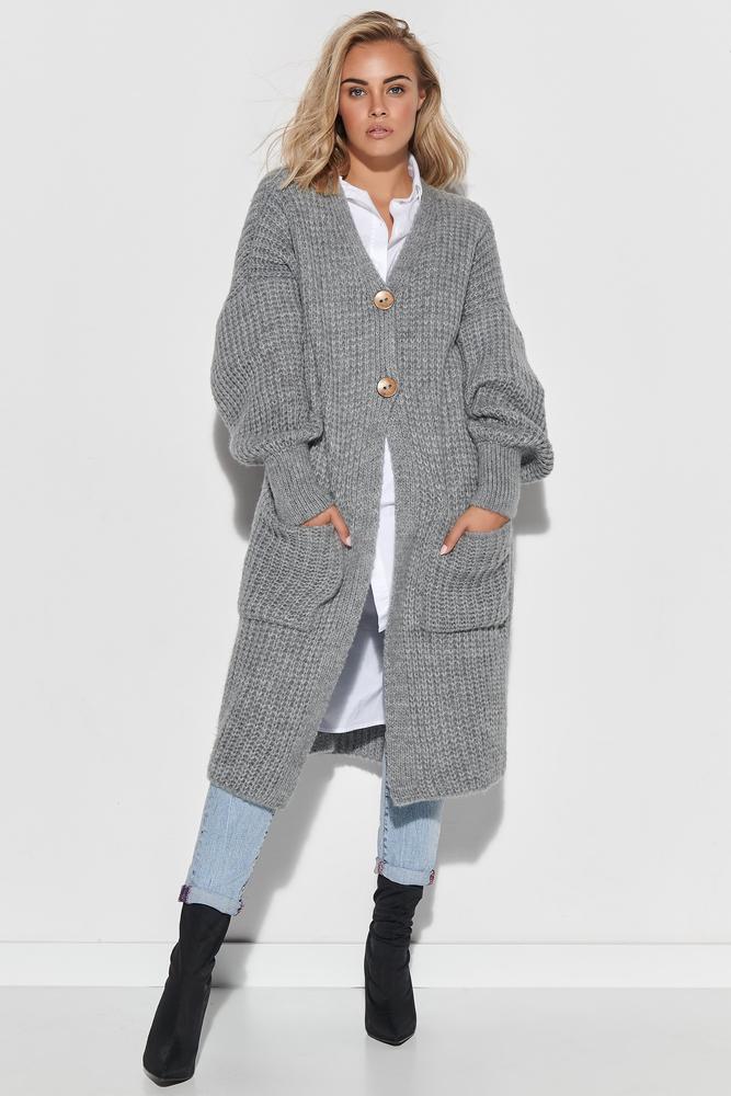 MAKADAMIA SWETER KARDIGAN Z KIESZENIAMI I GUZIKAMI CAMEL S101
