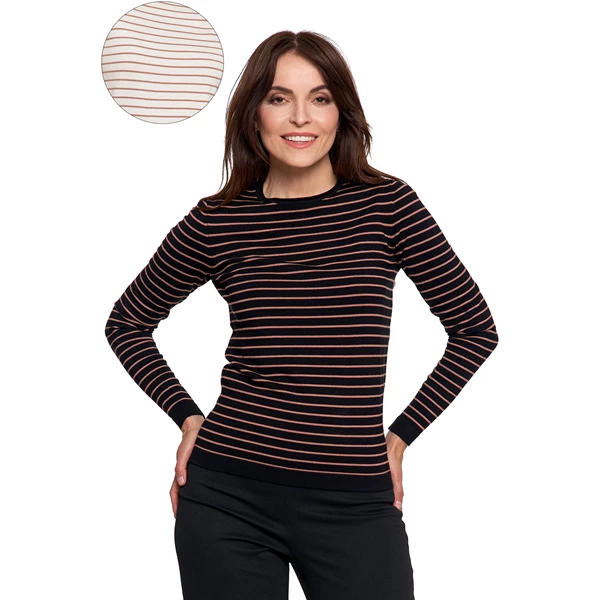 MORAJ SWETER DAMSKI Z WISKOZY W PASKI I OKRĄGŁYM DEKOLTEM BDS3400-009