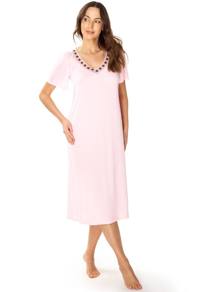 MEWA KOSZULA NOCNA DAMSKA LILIA Z HAFTOWANĄ APLIKACJĄ