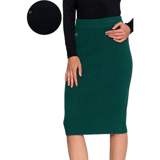 MORAJ SPÓDNICA DAMSKA MIDI W PRĄŻEK OŁÓWKOWA SD3500-003