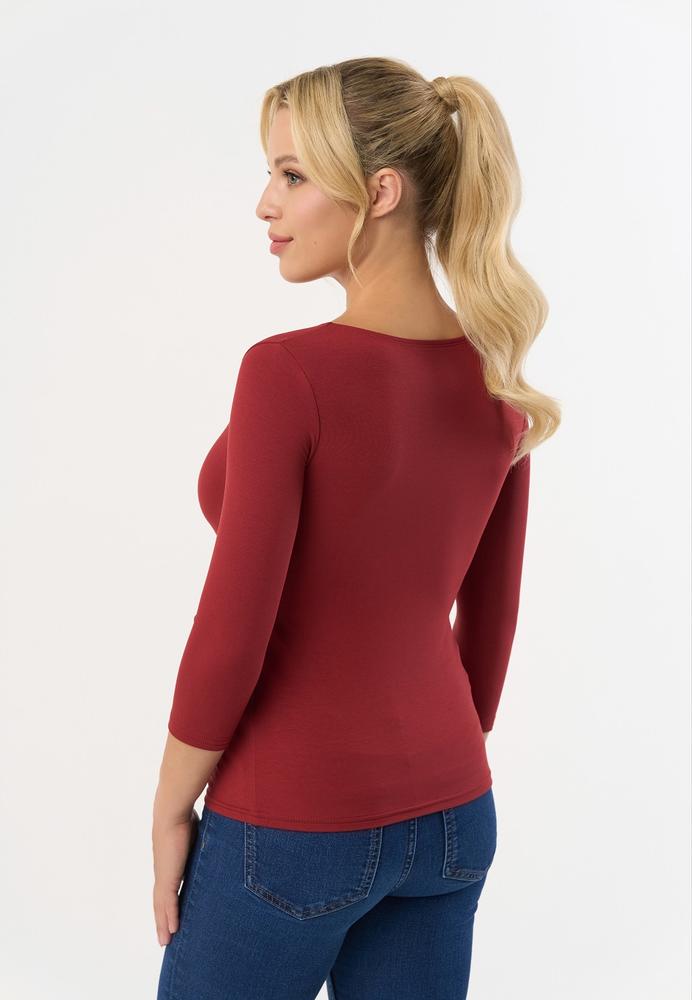 BABELL BLUZKA MANATI, RĘKAW 3/4 - KOLOR DENIM, MARSALA, BORDO