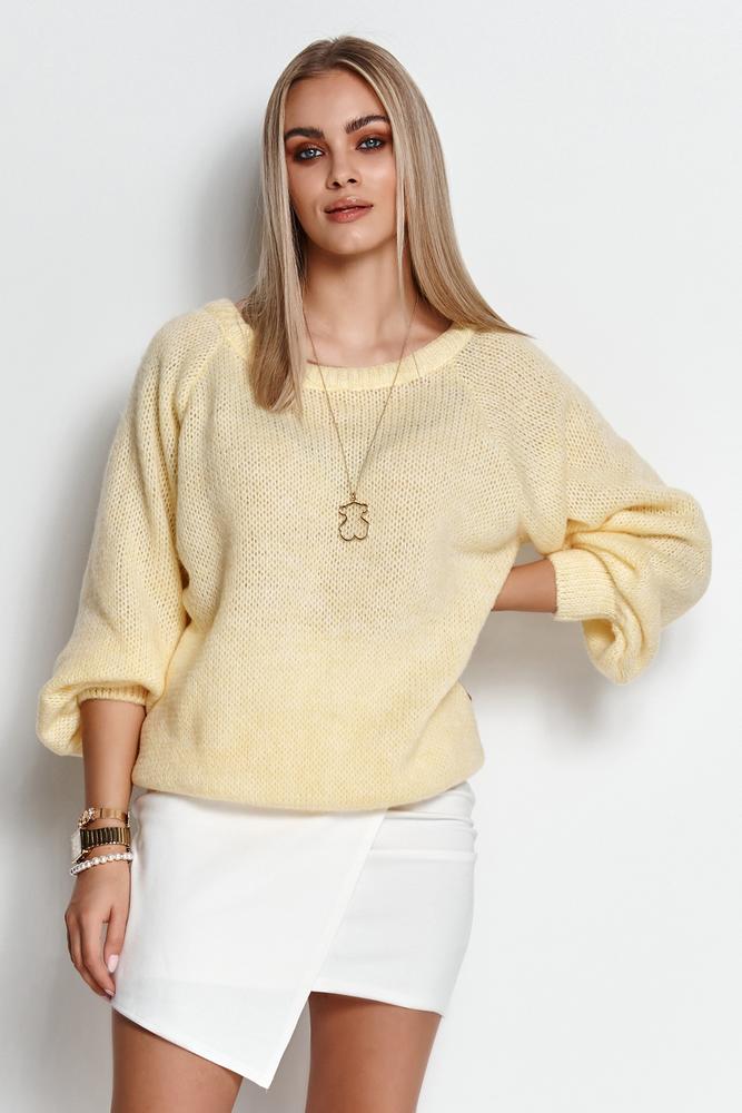 MAKADAMIA SWETER DAMSKI WKŁADANY PRZEZ GŁOWĘ ZE ŚCIĄGACZEM BABY PINK S114