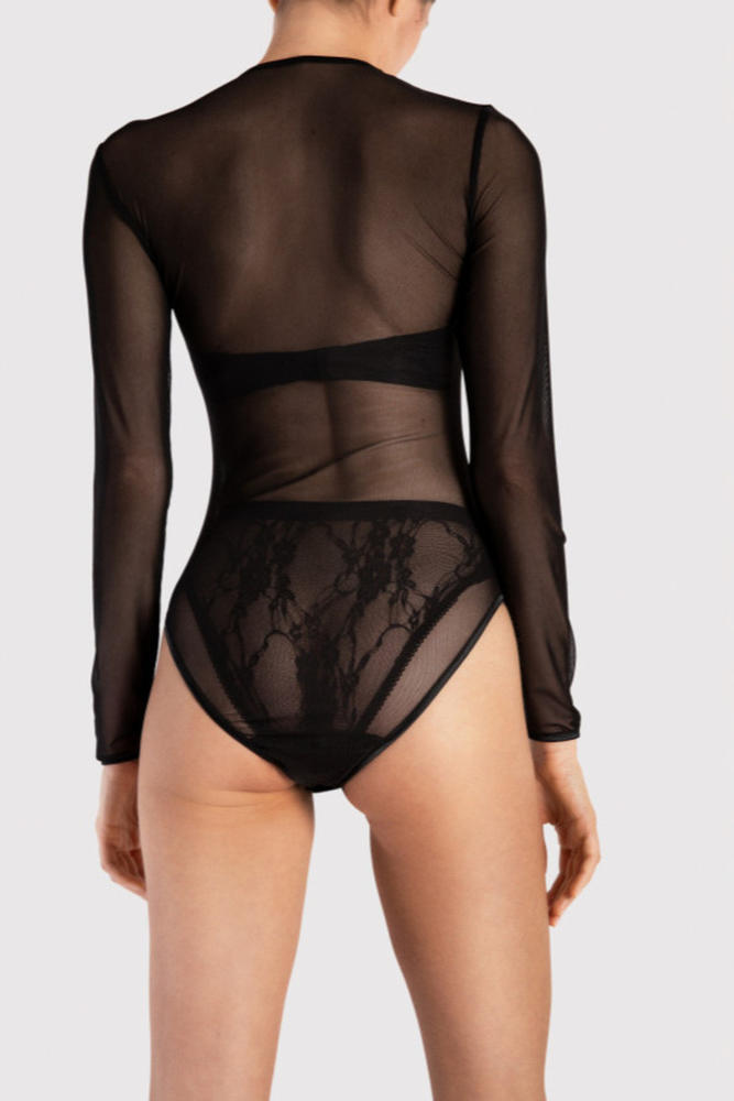 FIORE I0001 - MEG - TRANSPARENTNE BODY Z DŁUGIM RĘKAWEM