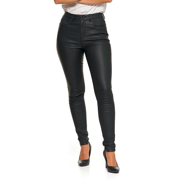 MORAJ SPODNIE DAMSKIE SKINNY Z WYSOKIM STANEM Z EKO-SKÓRY OSD5000-005