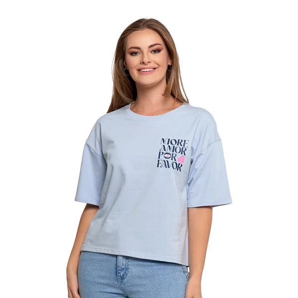 MORAJ T-SHIRT DAMSKI O LUŹNYM KROJU Z NAPISAMI BD2400-013