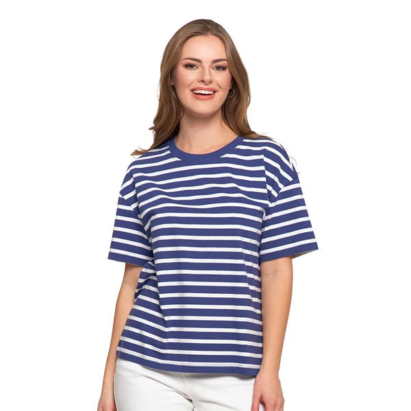 MORAJ T-SHIRT DAMSKI W PASKI O LUŹNYM KROJU BD1900-035