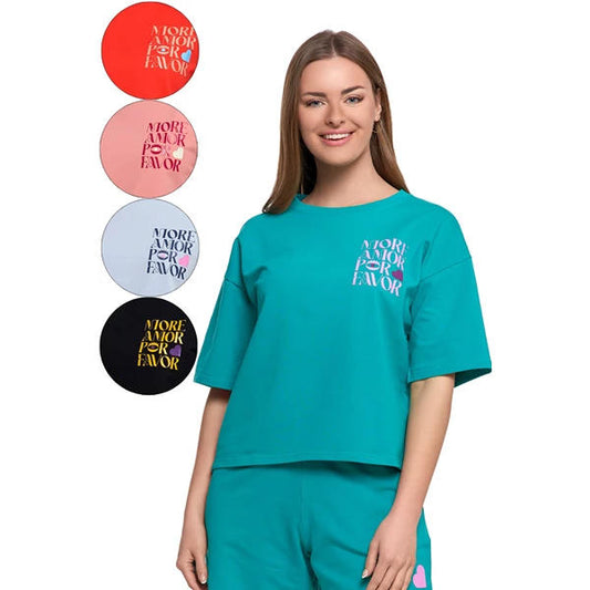 MORAJ T-SHIRT DAMSKI O LUŹNYM KROJU Z NAPISAMI BD2400-013