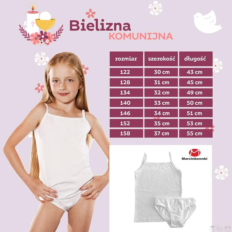 MARCINKOWSKI KOMPLET BIELIZNY KOMUNIJNEJ DZIEWCZĘCEJ LILA BEZ HAFTU 122-158