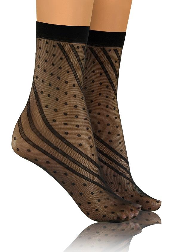 SESTO-SENSO SKARPETKI SK SOCKS PRZEZROCZYSTE Z WZORKIEM