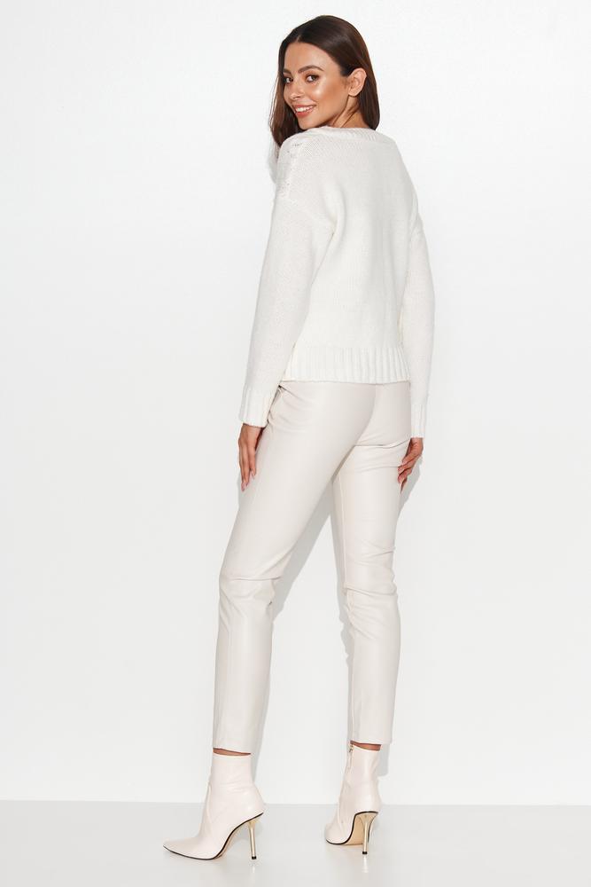 NUMINOU SWETER DAMSKI W SEREK Z WARKOCZAMI BABY PINK NU_S88