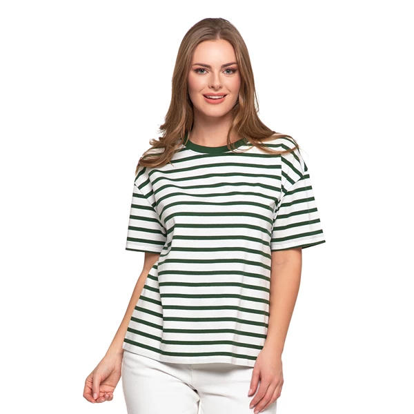 MORAJ T-SHIRT DAMSKI W PASKI O LUŹNYM KROJU BD1900-035