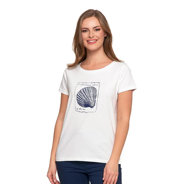 MORAJ T-SHIRT DAMSKI BAWEŁNIANY Z MORSKIM MOTYWEM BD1500-018