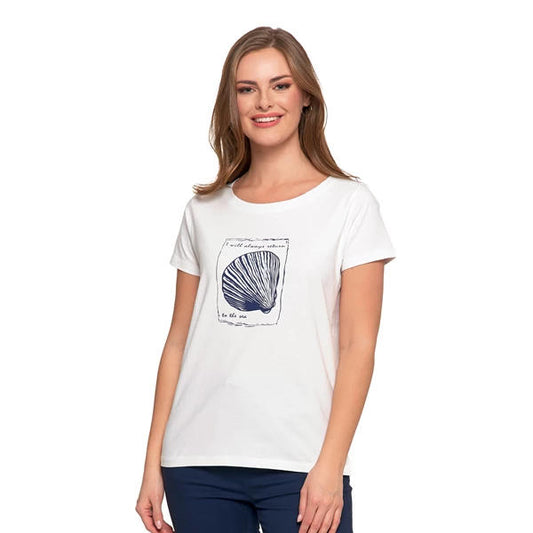 MORAJ T-SHIRT DAMSKI BAWEŁNIANY Z MORSKIM MOTYWEM BD1500-018